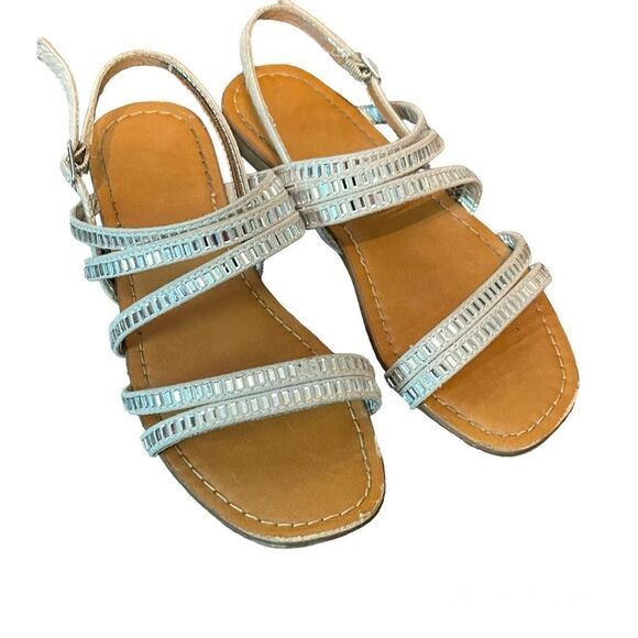 Girls Size 1 Summer Sandals with Straps Set Silver & Gold - Picture 3 of 4